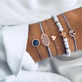 30 Style Boho Bangle Elephant Heart Shell Star Moon Bow Map Crystal Bead Bracelet Women Charm Party Wedding Jewelry Accessories