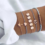 30 Style Boho Bangle Elephant Heart Shell Star Moon Bow Map Crystal Bead Bracelet Women Charm Party Wedding Jewelry Accessories