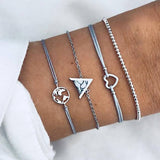 30 Style Boho Bangle Elephant Heart Shell Star Moon Bow Map Crystal Bead Bracelet Women Charm Party Wedding Jewelry Accessories