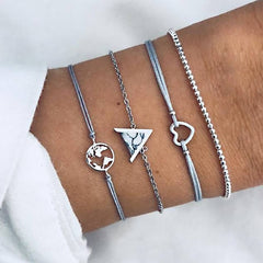 30 Style Boho Bangle Elephant Heart Shell Star Moon Bow Map Crystal Bead Bracelet Women Charm Party Wedding Jewelry Accessories