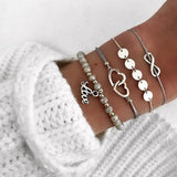 30 Style Boho Bangle Elephant Heart Shell Star Moon Bow Map Crystal Bead Bracelet Women Charm Party Wedding Jewelry Accessories