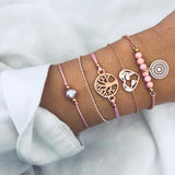 30 Style Boho Bangle Elephant Heart Shell Star Moon Bow Map Crystal Bead Bracelet Women Charm Party Wedding Jewelry Accessories
