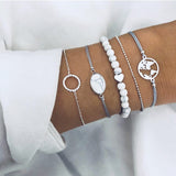 30 Style Boho Bangle Elephant Heart Shell Star Moon Bow Map Crystal Bead Bracelet Women Charm Party Wedding Jewelry Accessories