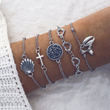 30 Style Boho Bangle Elephant Heart Shell Star Moon Bow Map Crystal Bead Bracelet Women Charm Party Wedding Jewelry Accessories