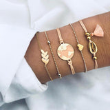 30 Style Boho Bangle Elephant Heart Shell Star Moon Bow Map Crystal Bead Bracelet Women Charm Party Wedding Jewelry Accessories