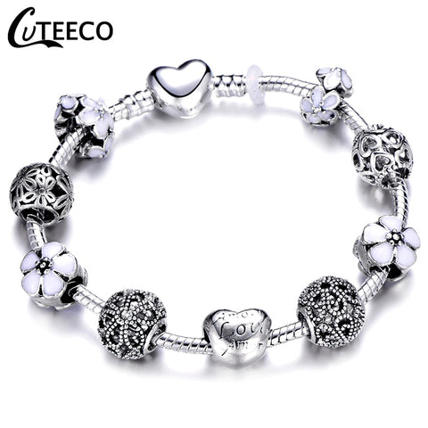 CUTEECO European Love Heart Charm Bracelets & Bangles 2018 New Marano Beads Fits Brand Bracelets Female Fashion Jewelry Gifts